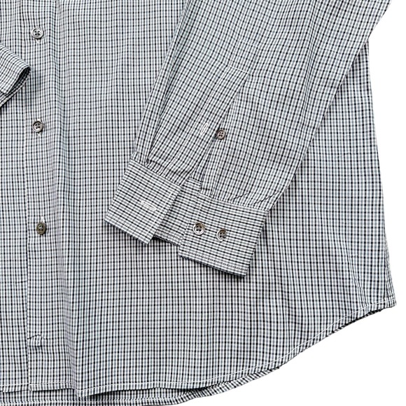 Theory Men's XXL Gray/Black Brushed Gingham‎ Long Sleeve Shirt - Picture 2 of 7